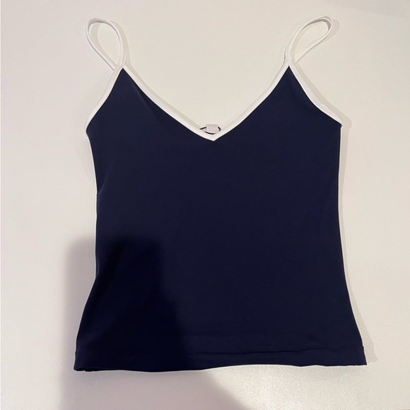 Garage Navy Blue V Neck Sleek Scoop Cami Tank Top summer delicate feminine y2k - Picture 2 of 7